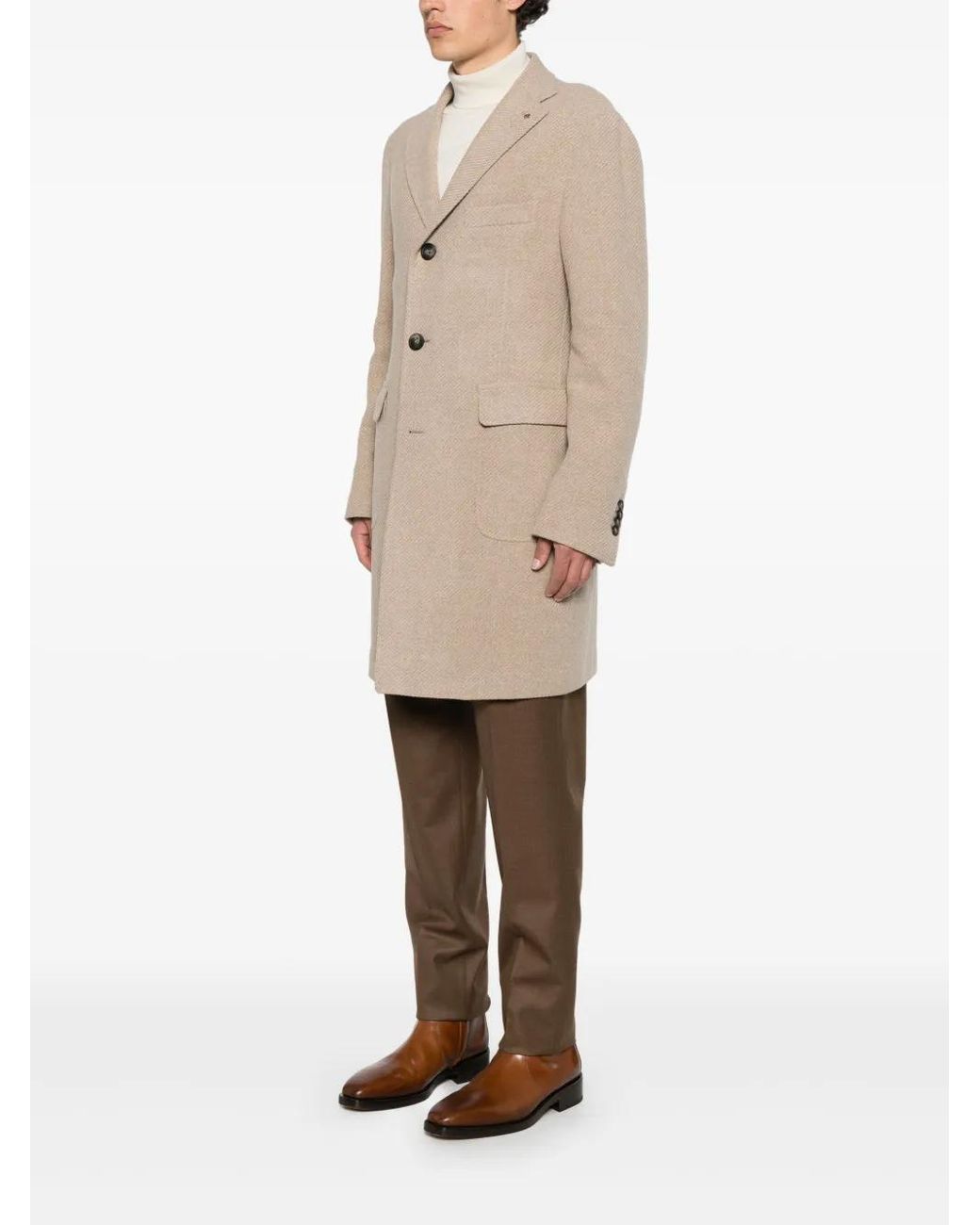 Tagliatore Natural Single-Breasted Coat for men