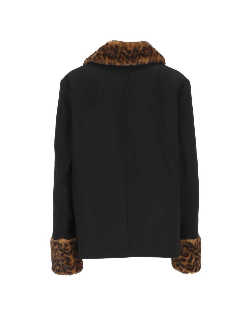 Rixo Black Aldith Leopard-Trim Jacket