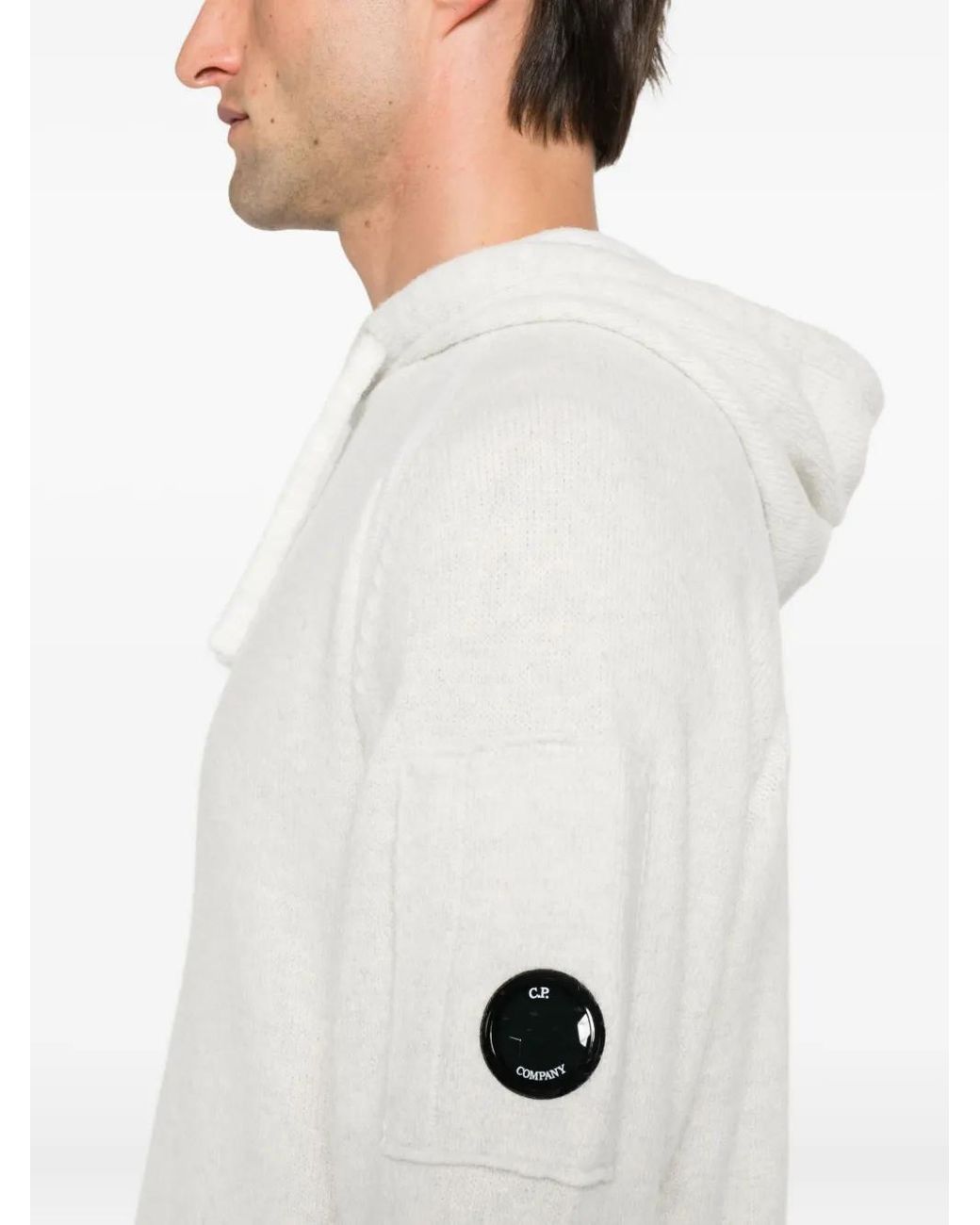 C P Company White C.P.Company Lens-Detail Hoodie for men