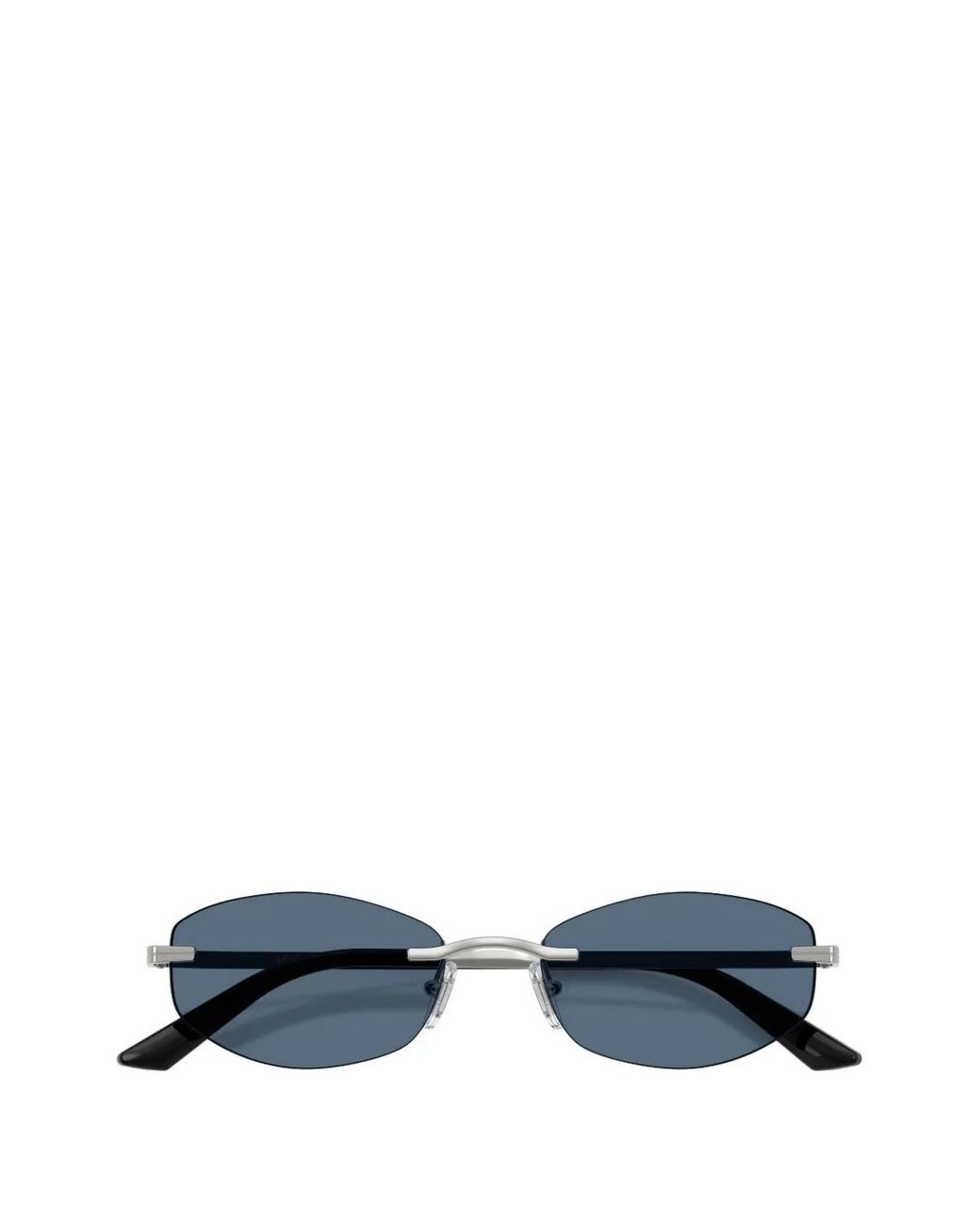 Versace Blue Oval-Frame Rimless Sunglasses