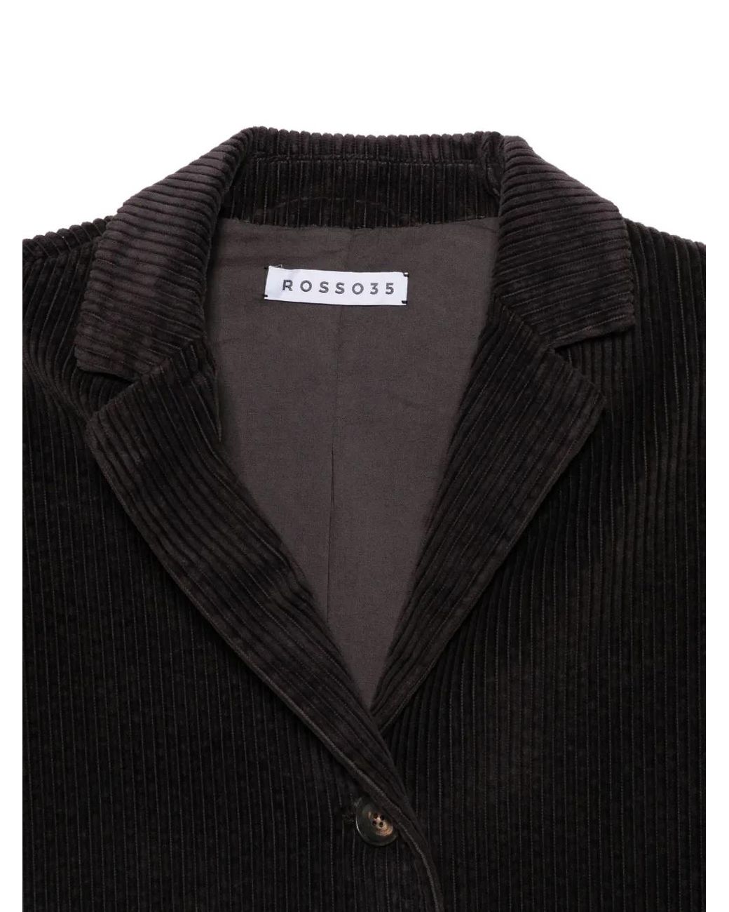 ROSSO35 Black Corduroy Three-Button Jacket