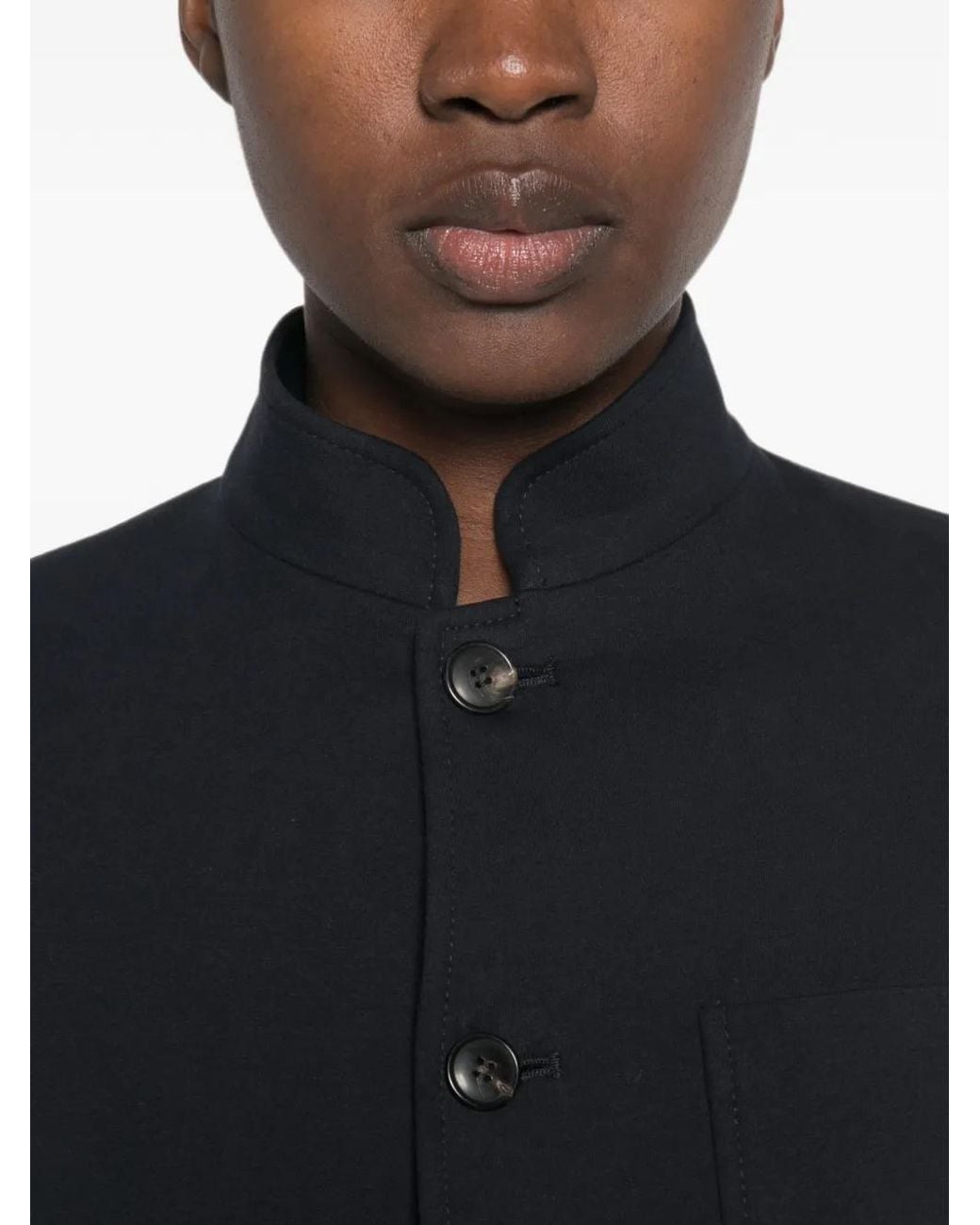 Circolo 1901 Black Mandarin-Collar Patch-Pocket Jacket