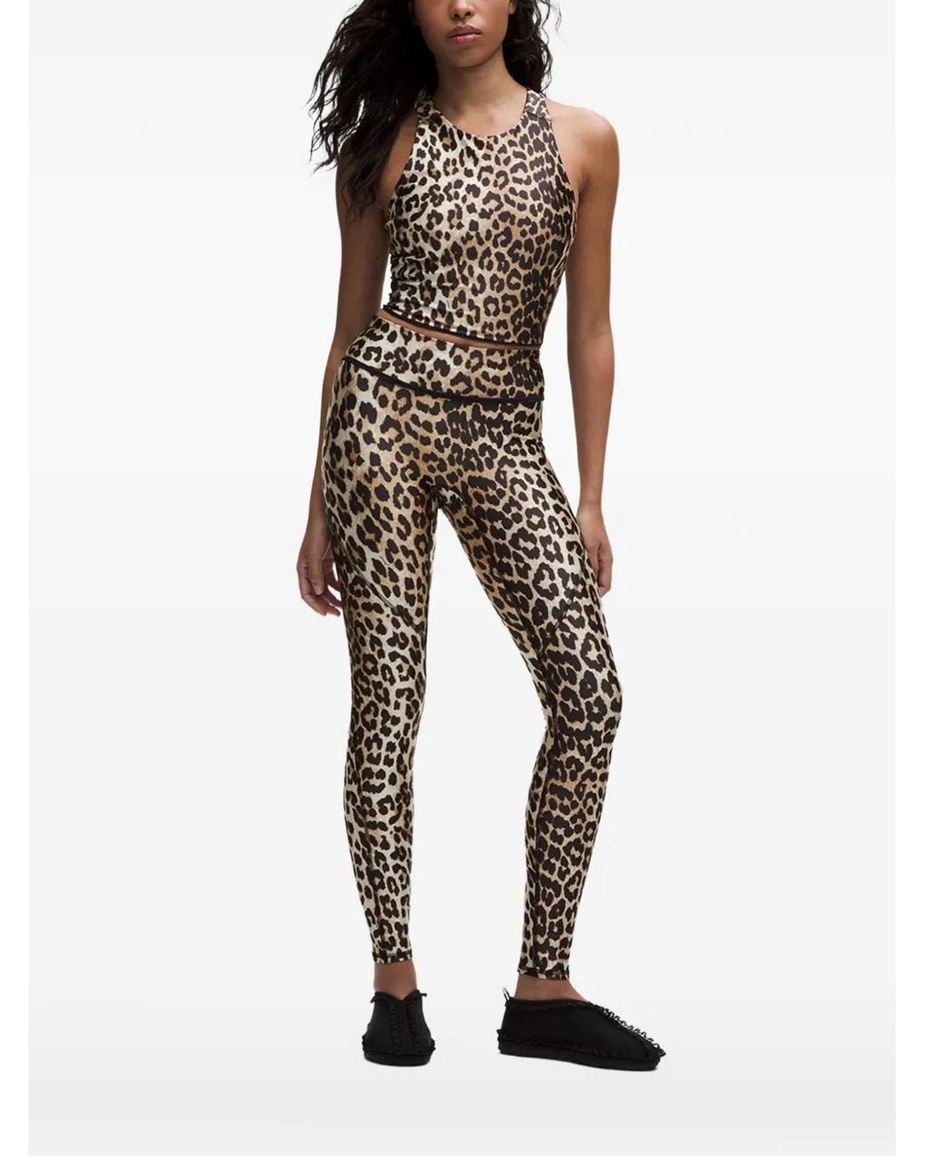 Ganni White Leopard-Print Racerback Performance Top