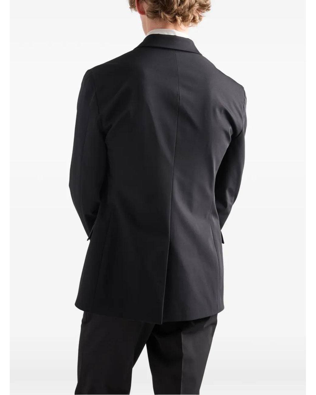 Prada Black Notch-Lapel Single-Breasted Blazer for men