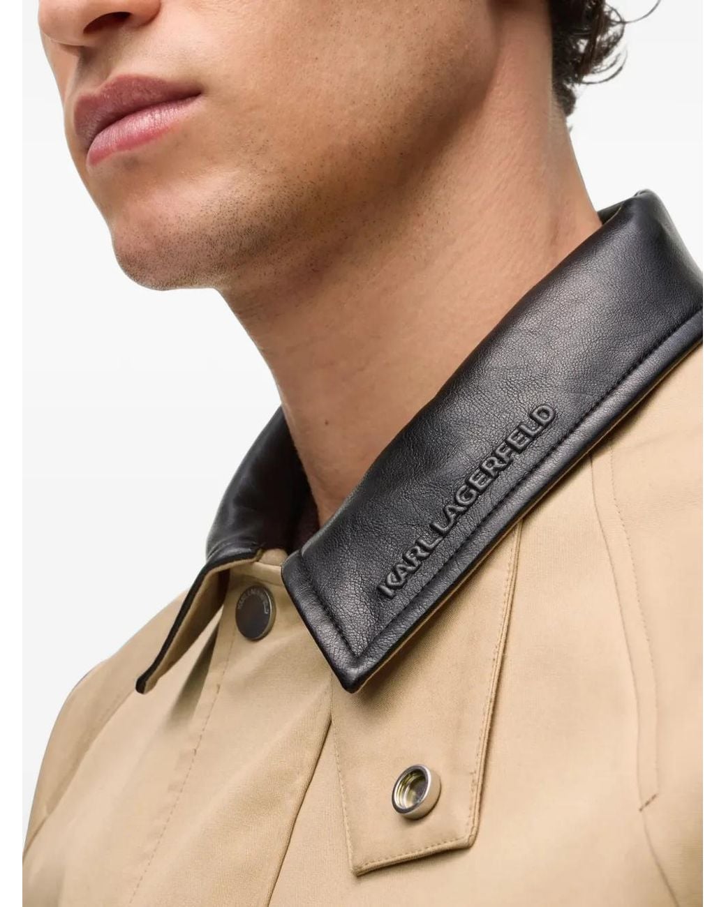 Karl Lagerfeld Natural Faux-Leather Collar Lightweight Jacket for men