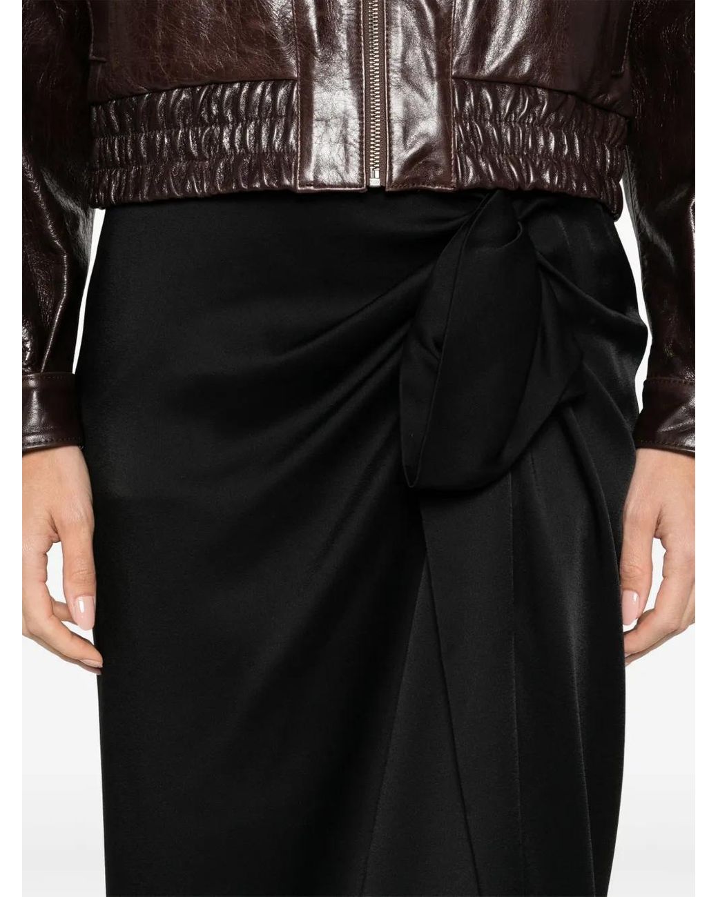 Stella McCartney Black Gathered Midi Skirt