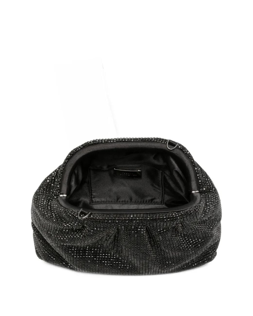 Twentyfourhaitch Black Petra Crystal-Embellished Ruched Clutch Bag