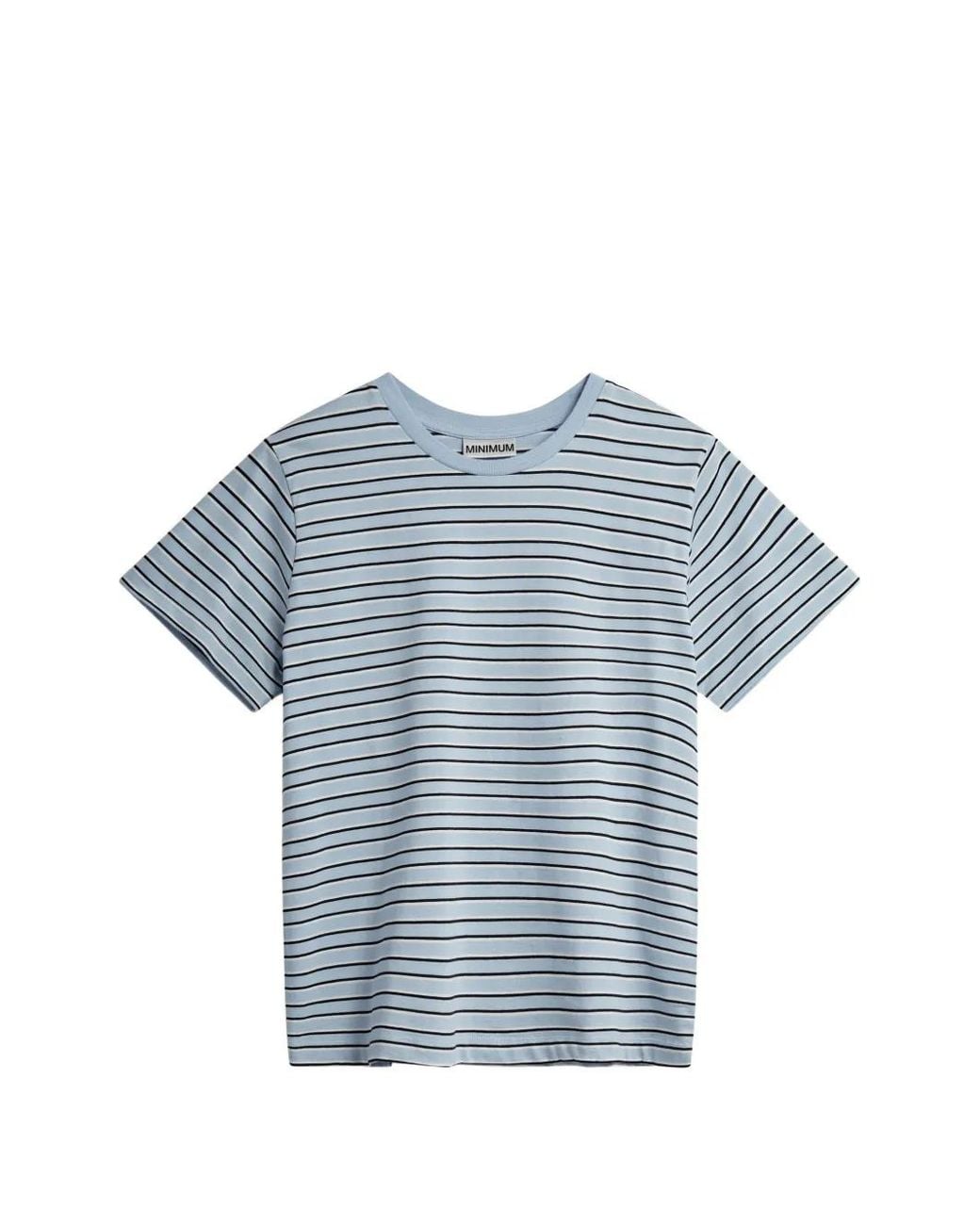 Minimum Blue Lilou Striped Cotton T-Shirt