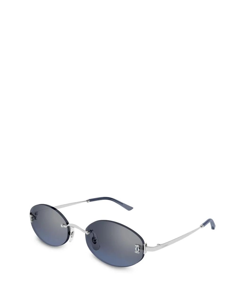 Cartier White Rimless Oval-Frame Sunglasses