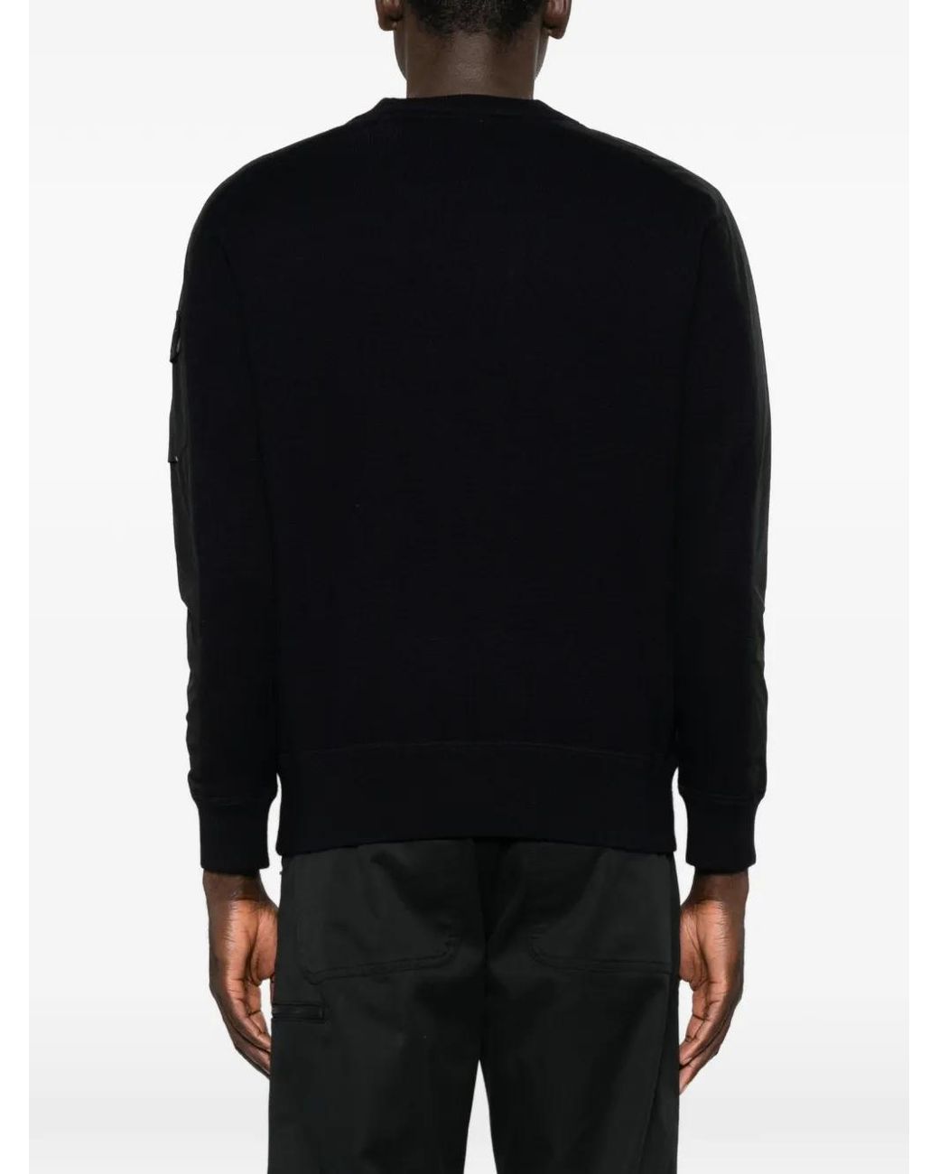 Murphy & Nye Black Contrast-Panel Flap-Pocket Sweater for men