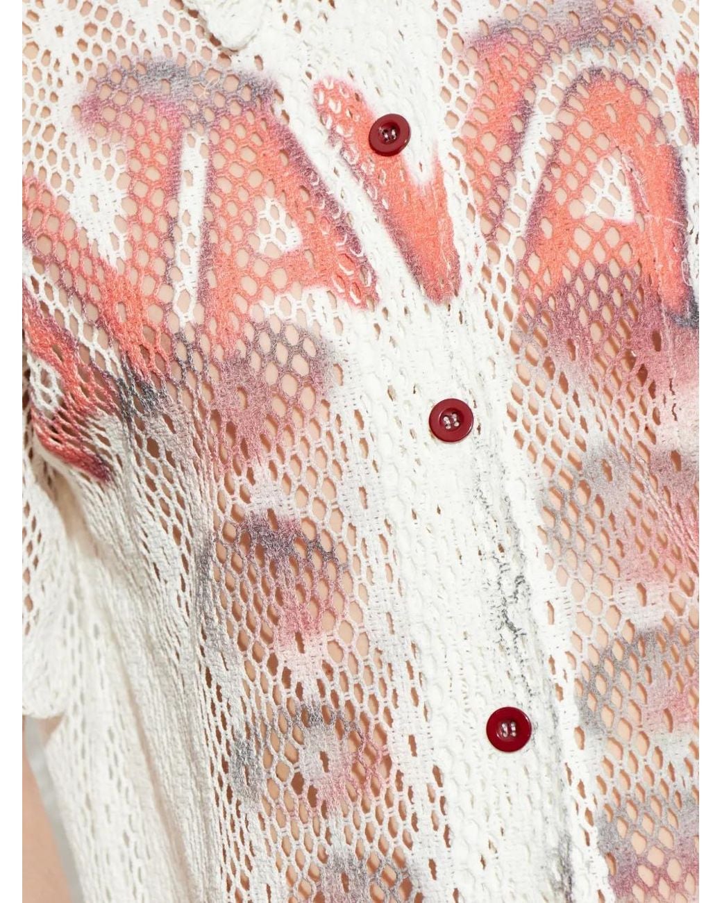 AVAVAV White Mesh Button Shirt for men