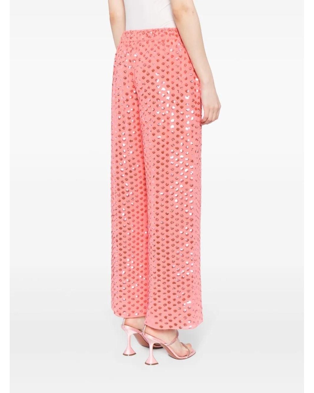 Needle & Thread Red Raindrop Gloss Trousers
