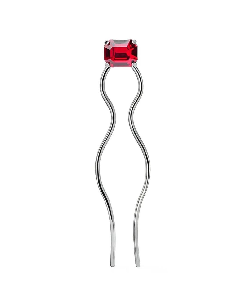 Maison Michel Red Shelbie Crystal-Embellished Hair Pin