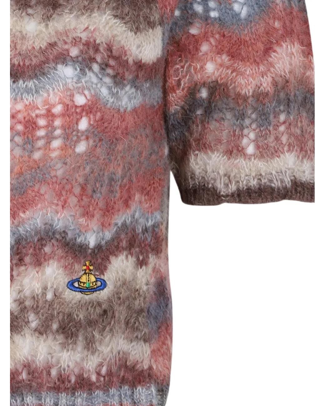 Vivienne Westwood Pink Logo-Embroidered Open-Knit Top