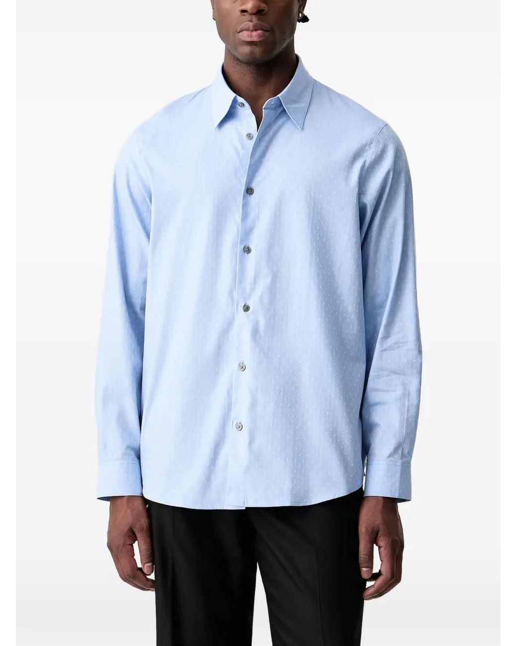 ARMANI EXCHANGE Blue Monogram-Print Shirt for men
