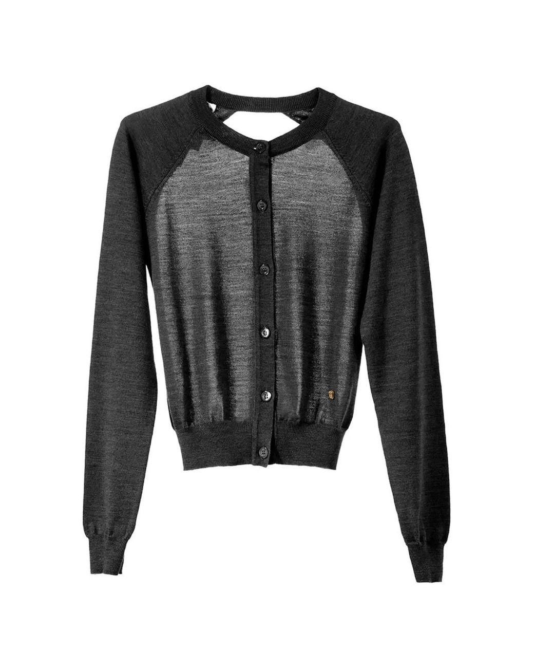 Moschino Black Open-Back Logo-Plaque Cardigan
