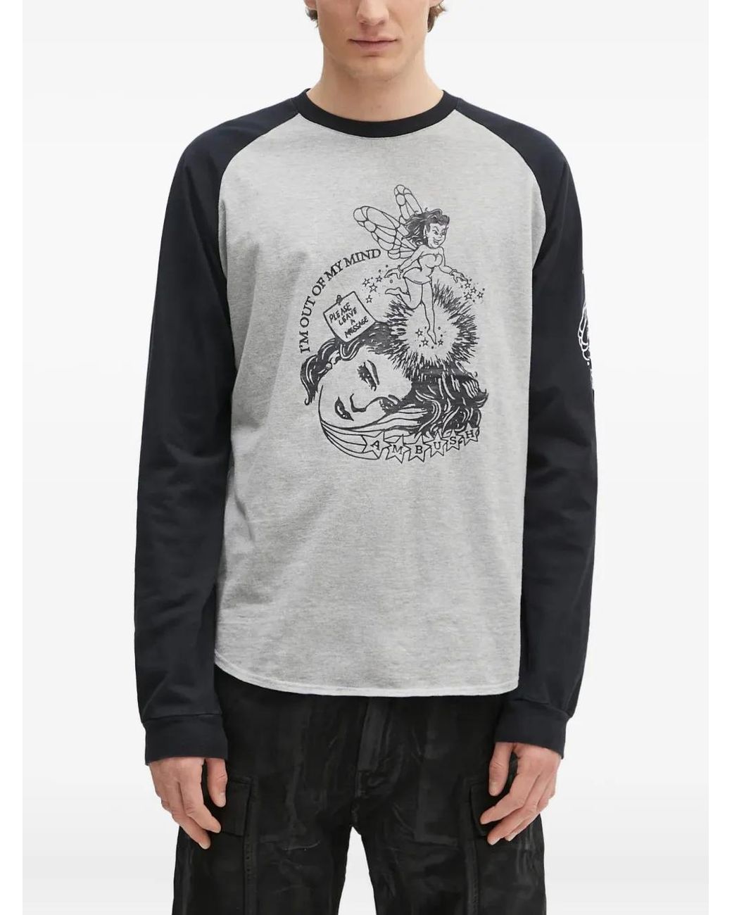 Ambush Gray Graphic-Print Raglan-Sleeve T-Shirt for men