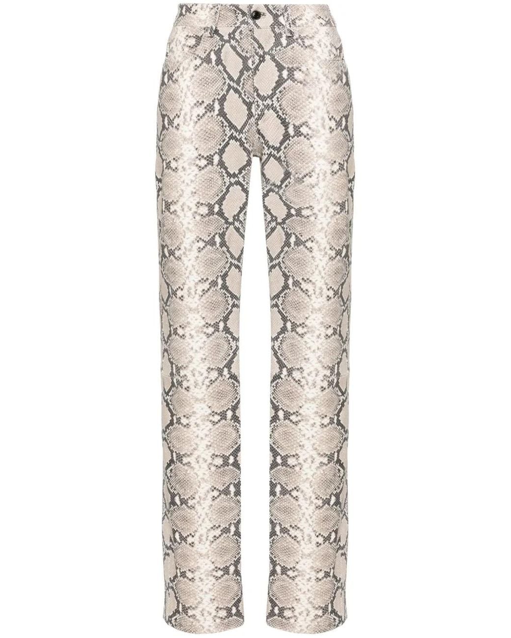 MARINE SERRE Natural Python-Print Trousers