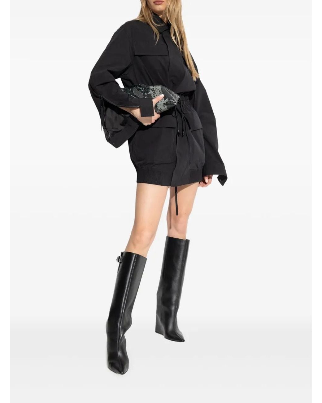 DSquared² Black Logo-Embroidered Coat
