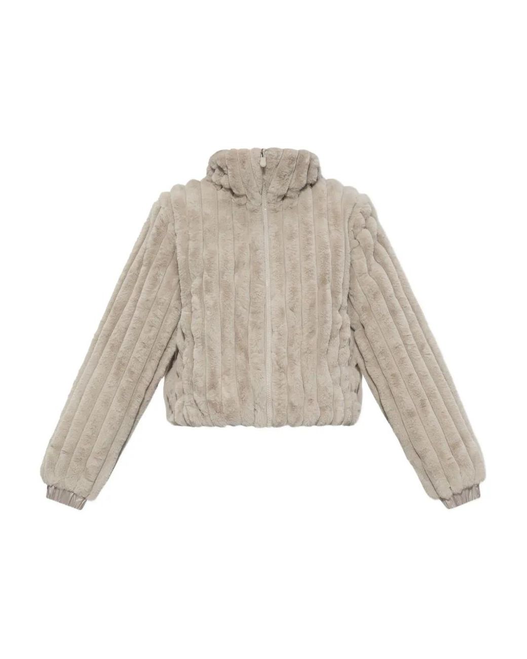 Save The Duck Natural Ribbed-Texture Zip-Front Jacket