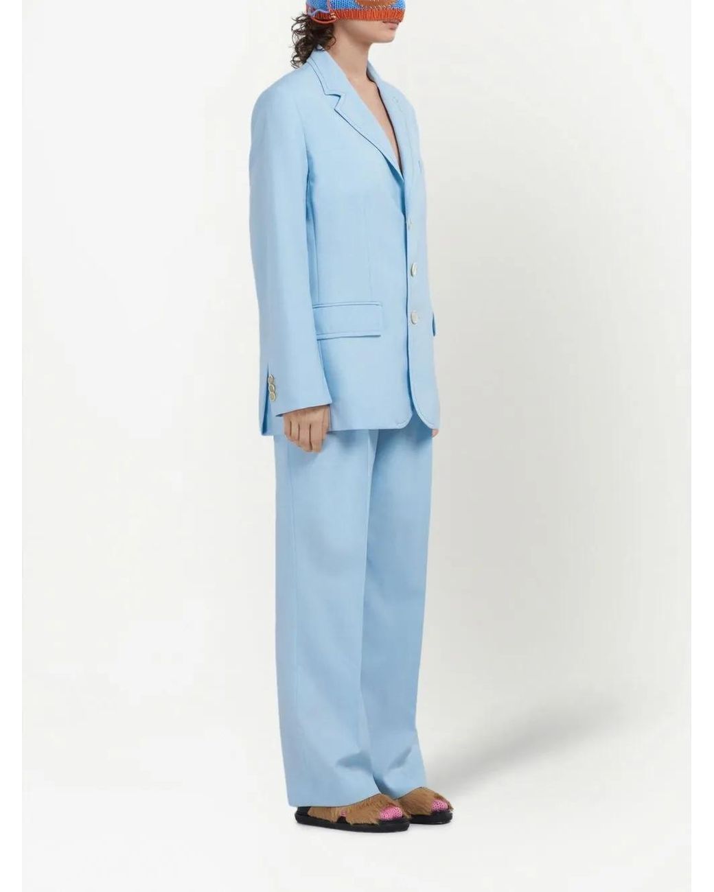 Marni Blue Single-Breasted Wool Blazer