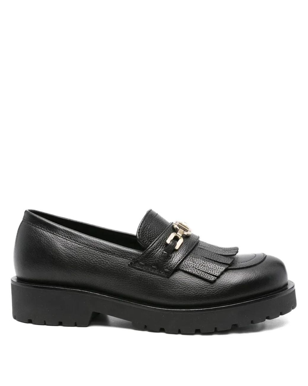 Twinset Black Logo-Chain Tassel Loafers