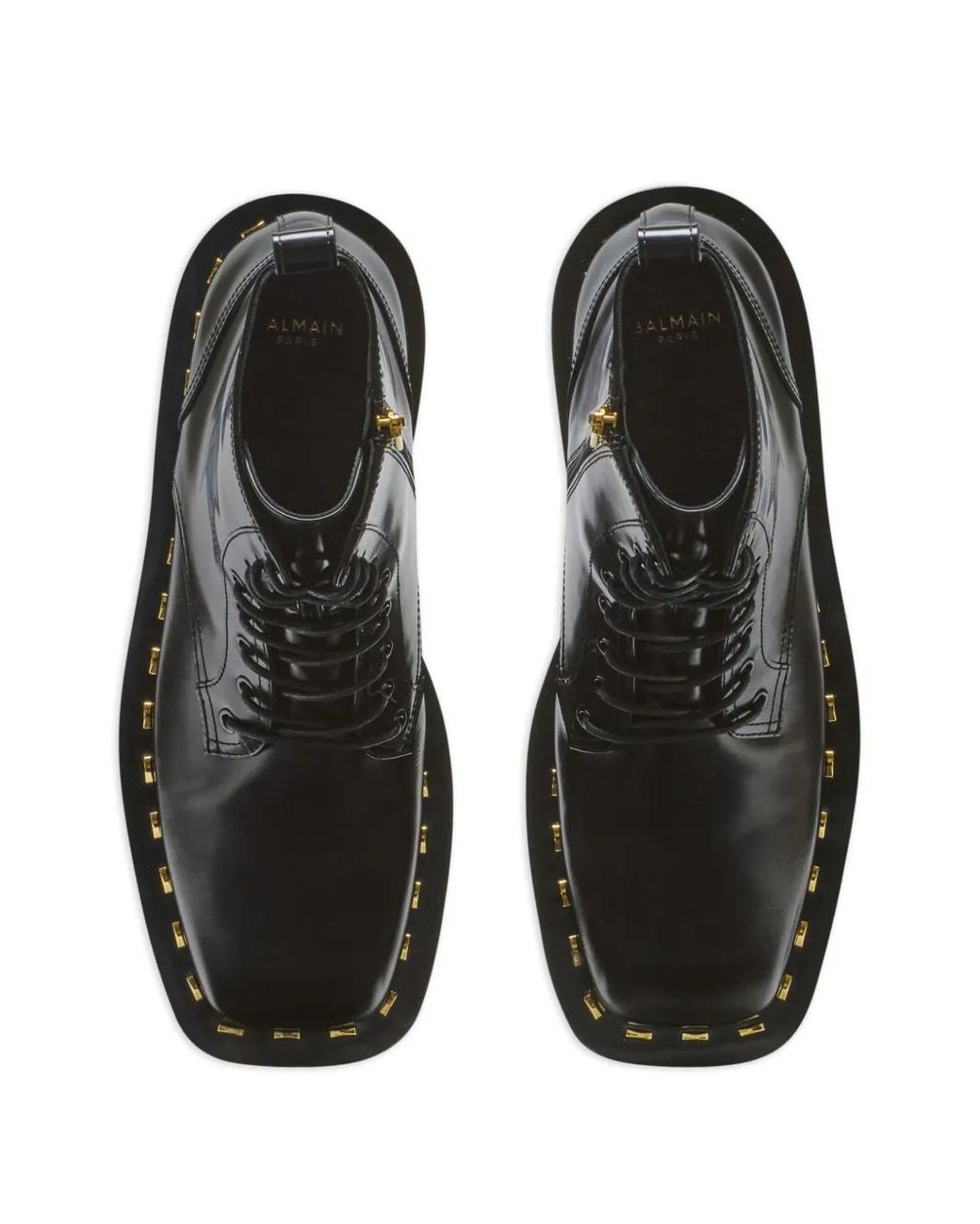 Balmain Black Glazed Bikerstiefel