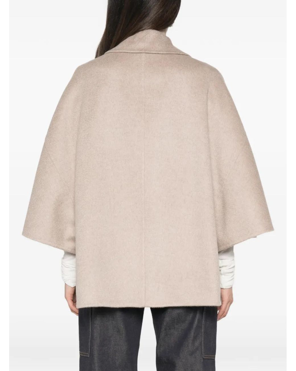 Max Mara Natural Aospite Double-Breasted Cape-Style Jacket