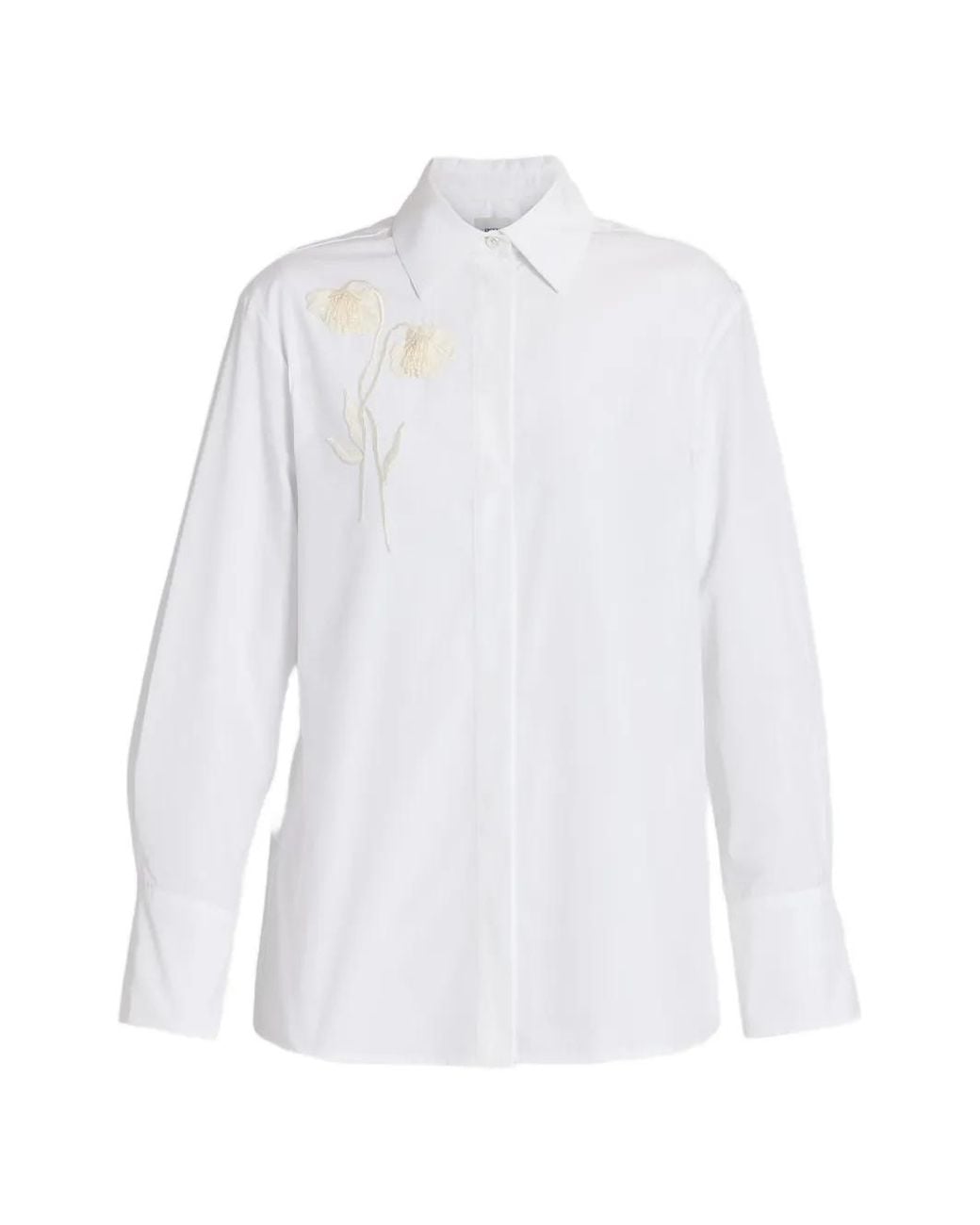 Erdem White Embroidered Long-Sleeve Shirt