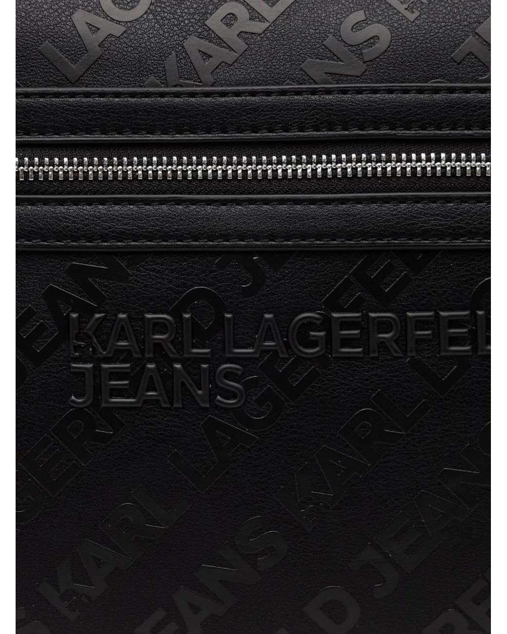 Karl Lagerfeld Black All-Over Logo-Embossed Backpack for men