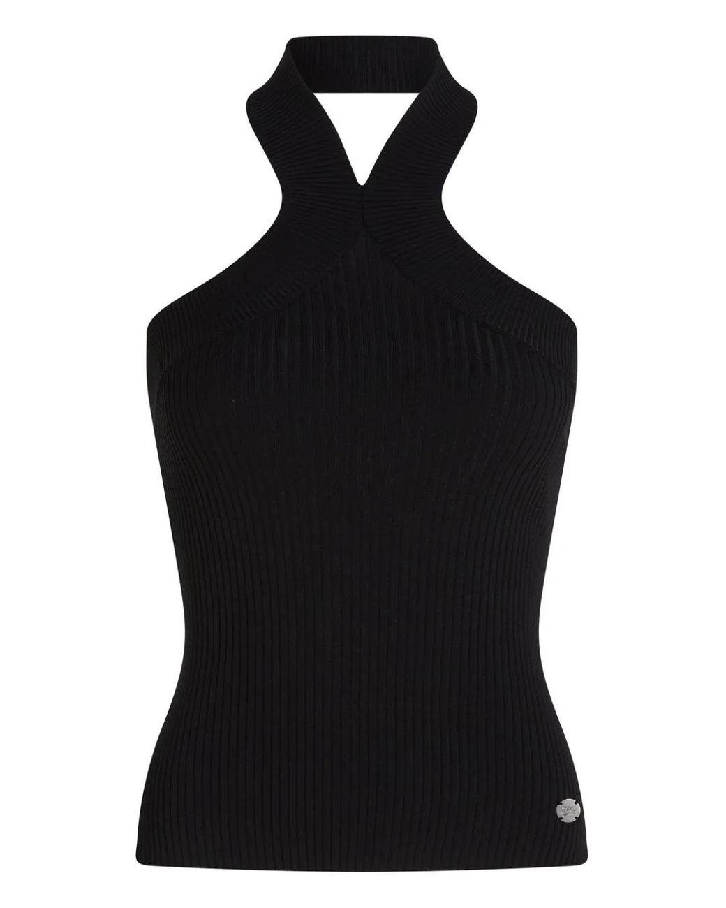 Karl Lagerfeld Black Ribbed Top
