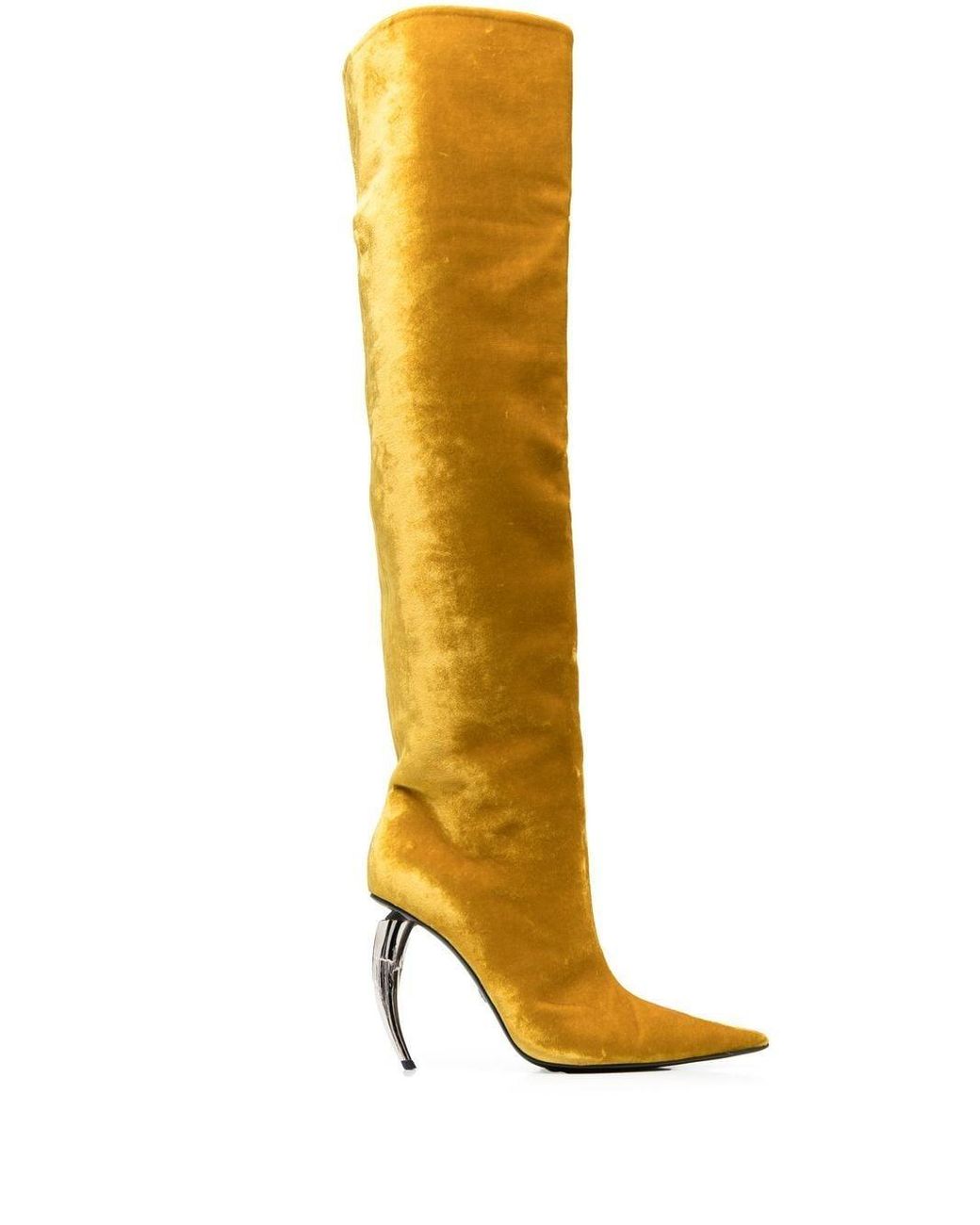 metalen Oordeel Psychologisch Roberto Cavalli Curved-heel Thigh-high Stiletto Boots in Metallic | Lyst  Canada