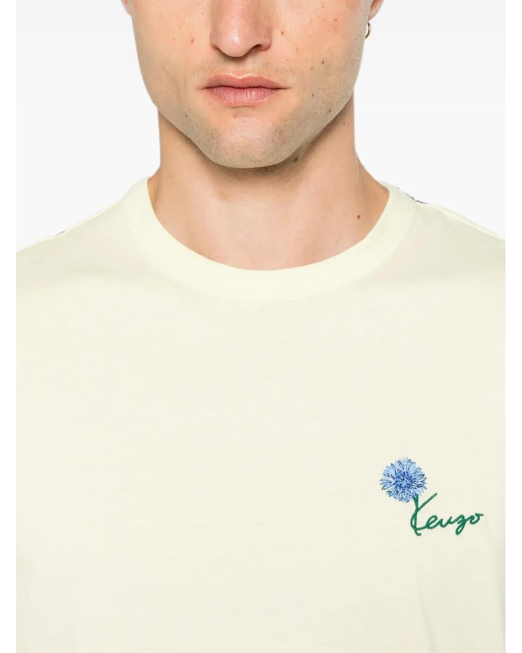KENZO White Logo-Embroidered T-Shirt for men