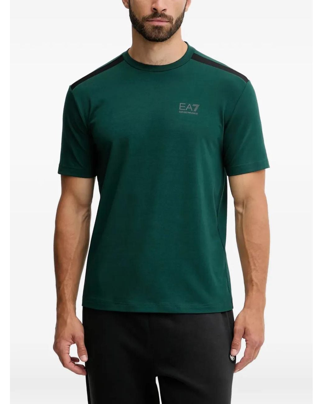 EA7 Green Logo-Detail T-Shirt for men