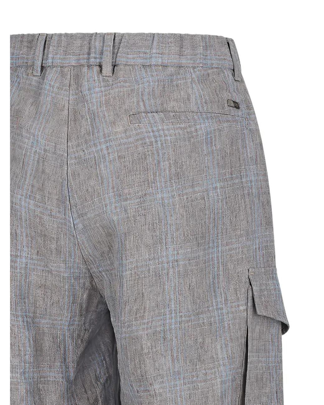 Herno Gray Plaid-Pattern Cargo Shorts for men