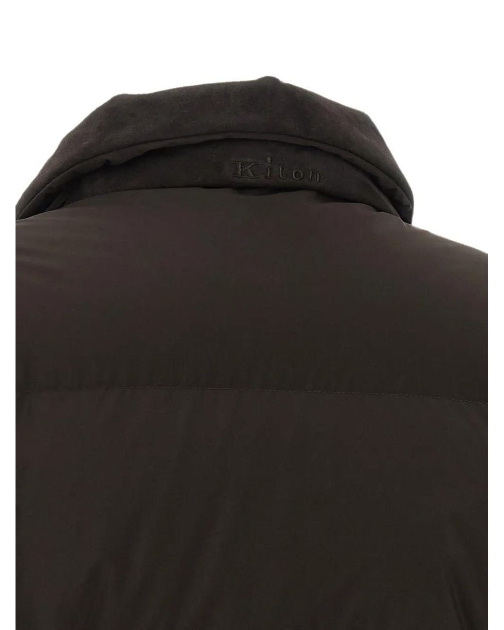Kiton Black Drawstring Quilted Down Jacket