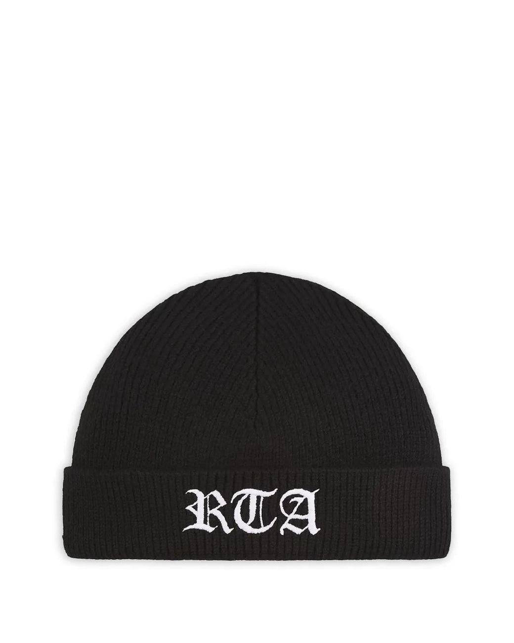 RTA Black Zion Old-English Beanie Hat for men