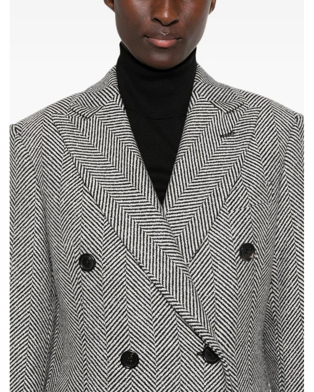 Eraldo Gray Herringbone Double-Breasted Coat