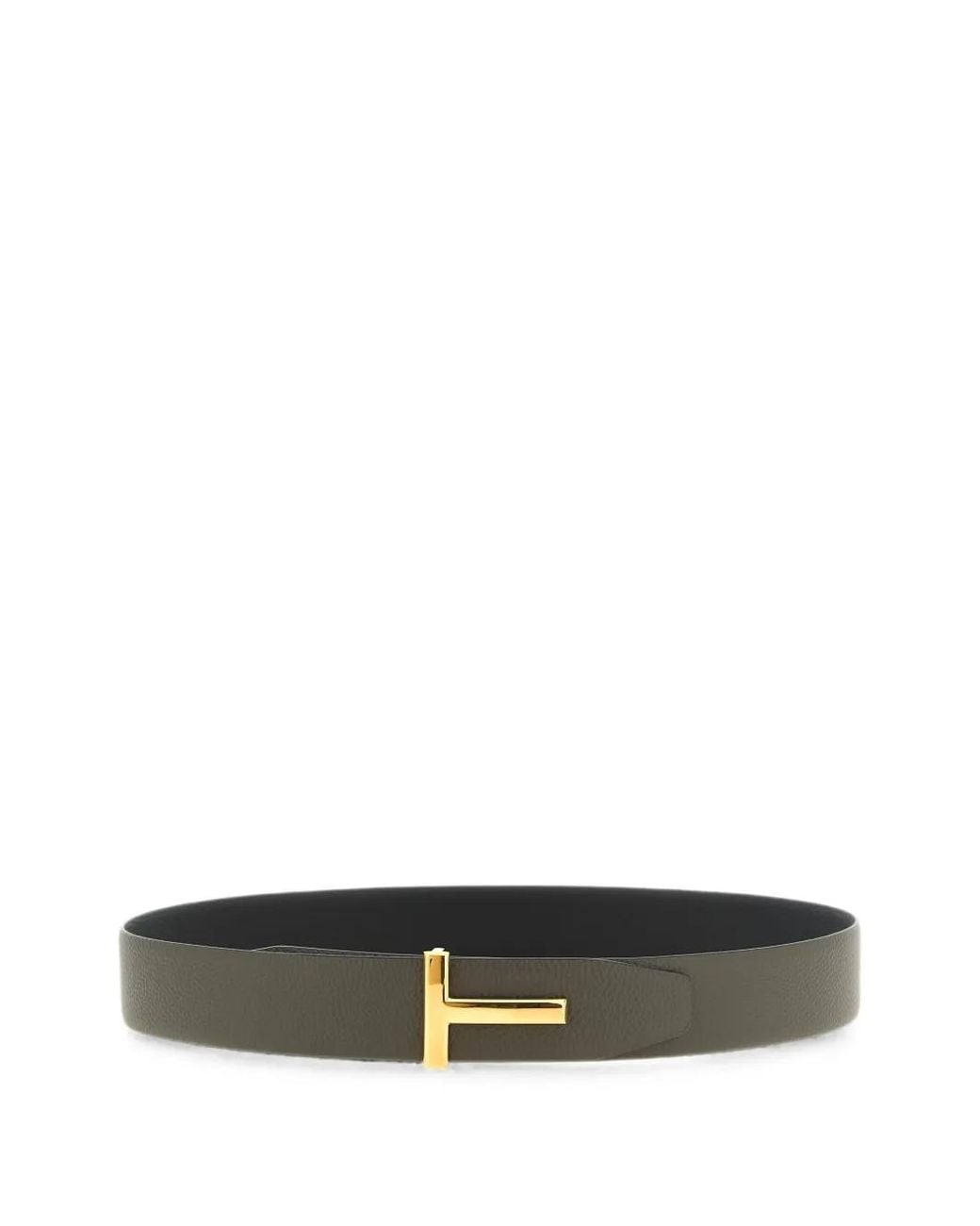 Tom Ford White Grain Leather T Icon Belt for men