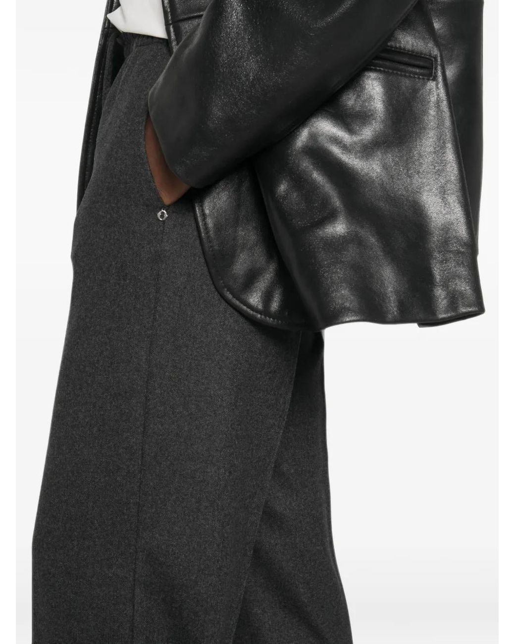 Ottod'Ame Gray Drawstring-Waist Pressed-Crease Trousers