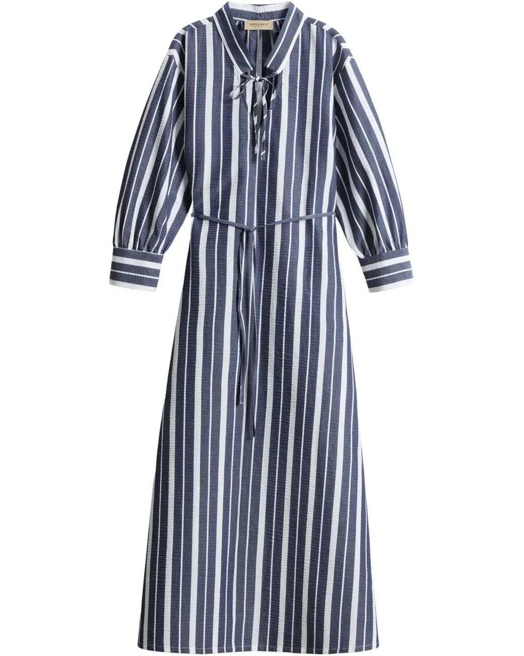 Woolrich Blue Striped Midi Dress