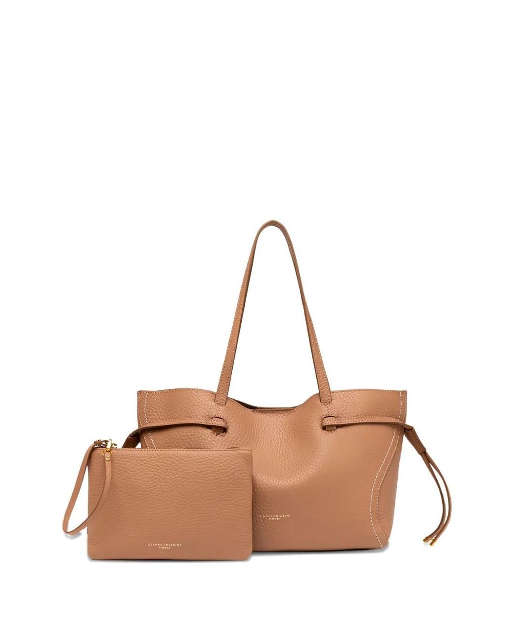 Gianni Chiarini Brown Side-Drawstring Open-Top Tote Bag