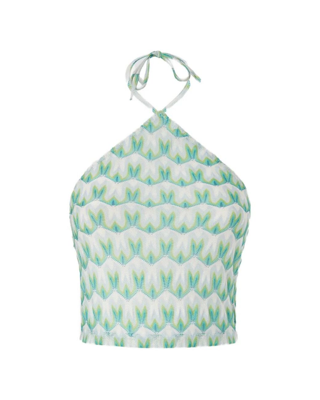 Missoni Blue Halterneck Patterned Top