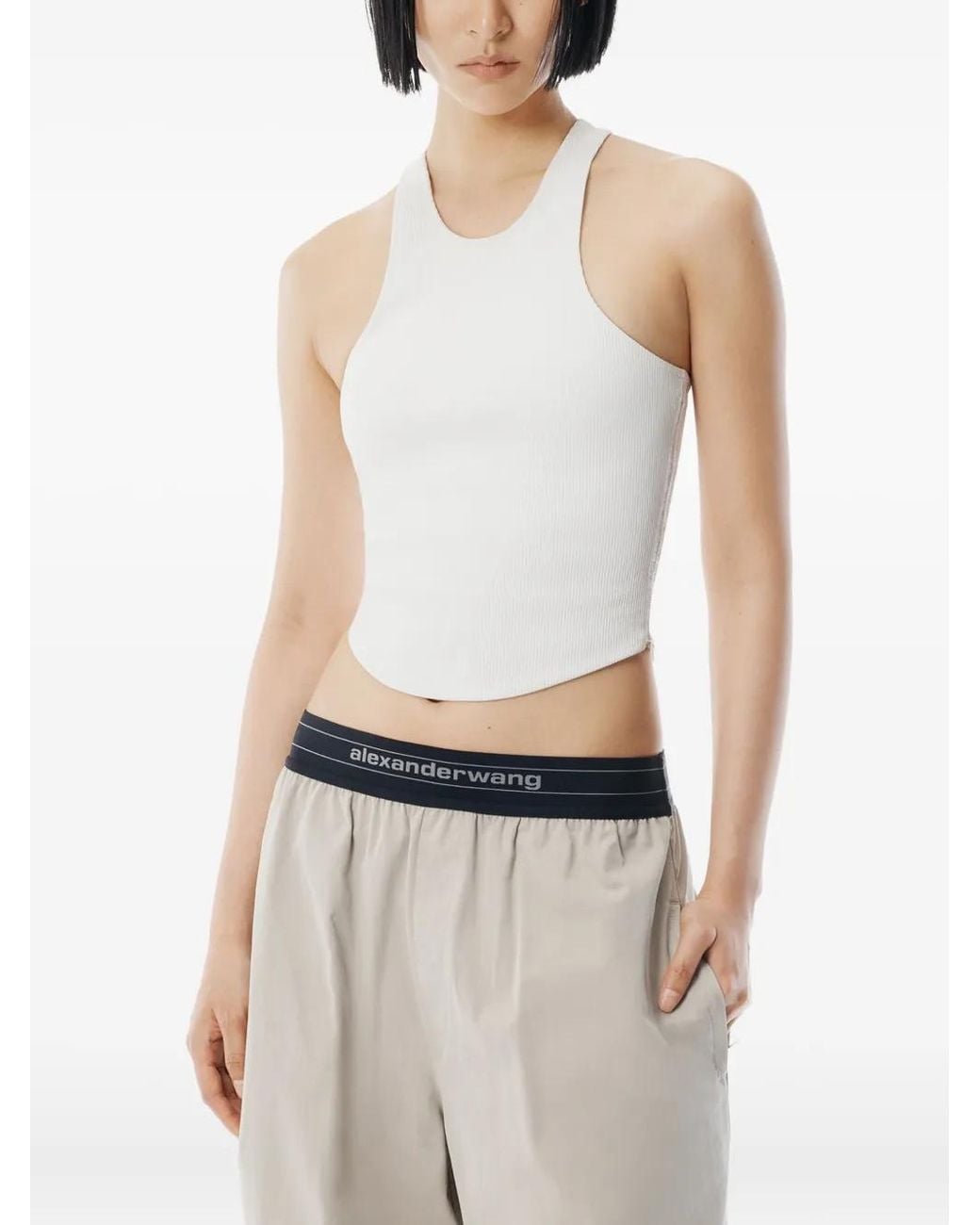 Alexander Wang Natural Mid-Rise Logo Trousers
