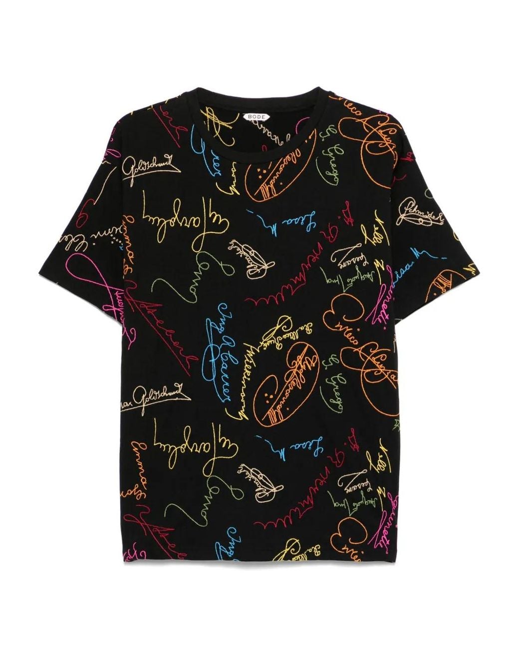 Bode Black Signature Scrawl T-Shirt for men