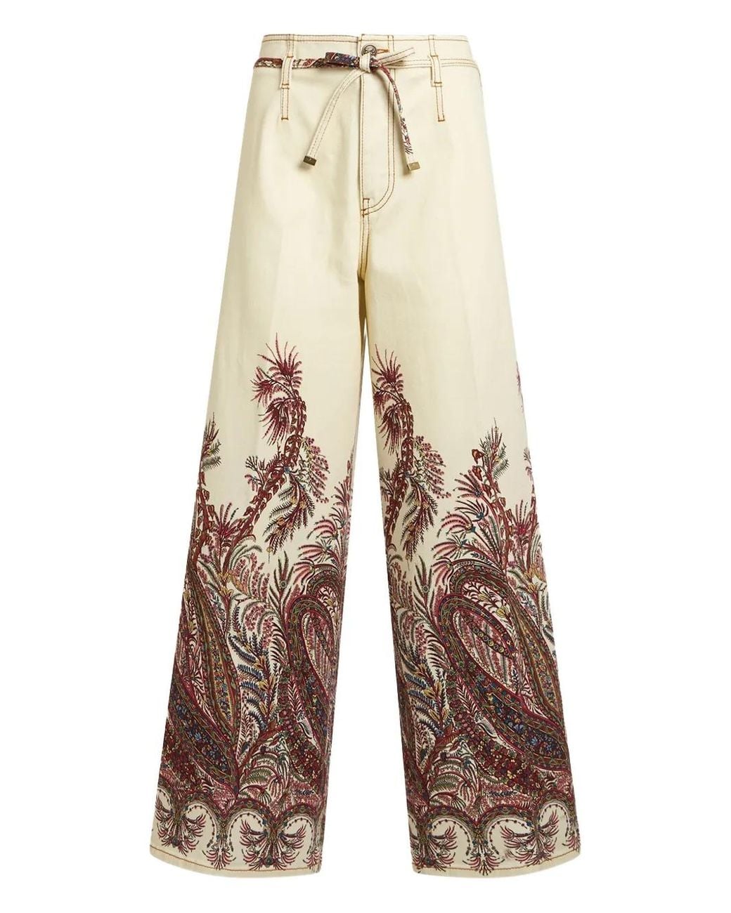 Etro Natural Paisley-Print Jeans