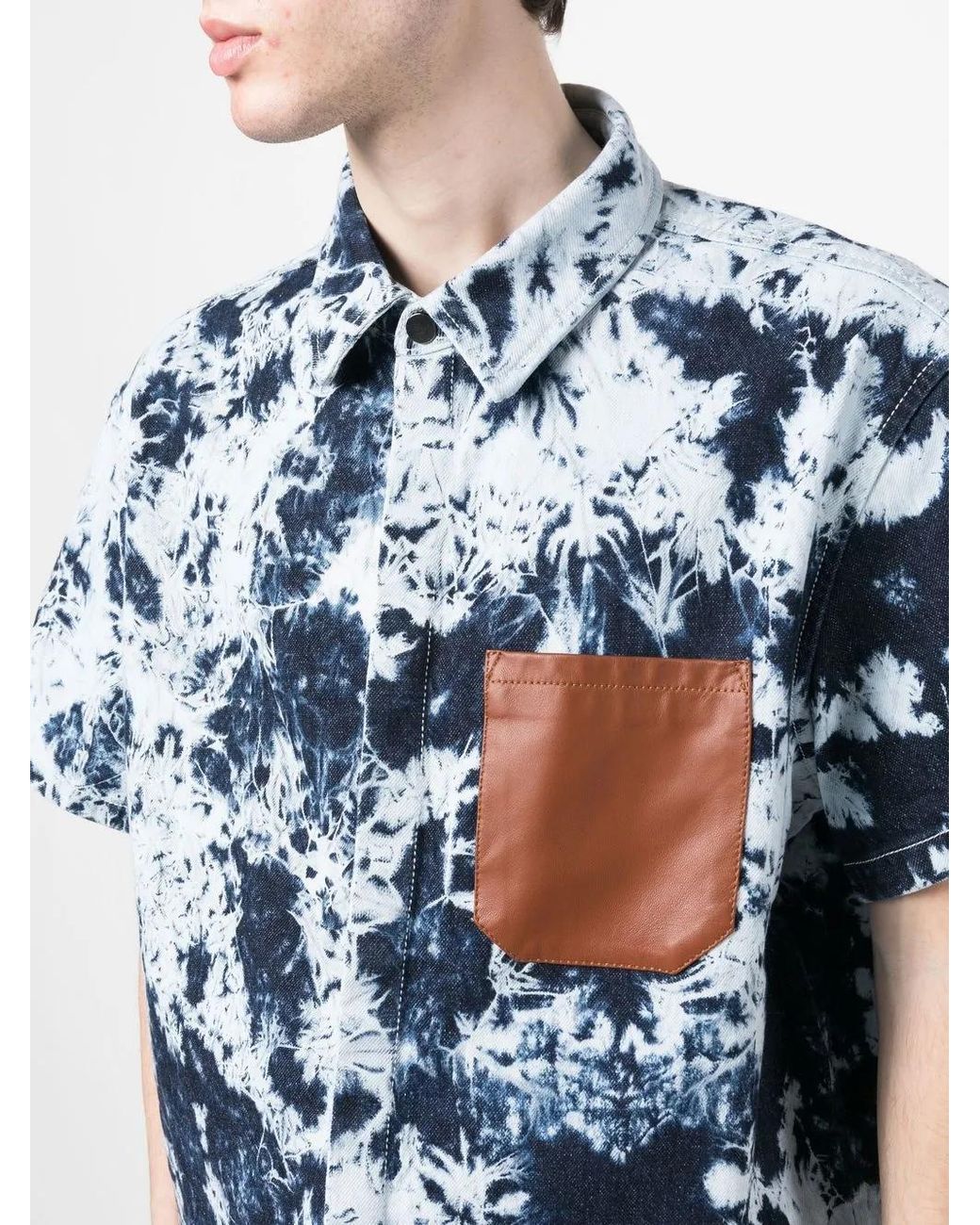 Ferrari Blue Tie-Dye Patterned Shirt for men