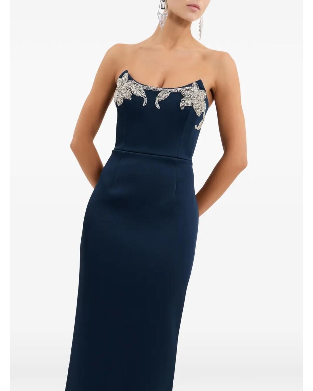Rebecca Vallance Blue Lessa Strapless Gown