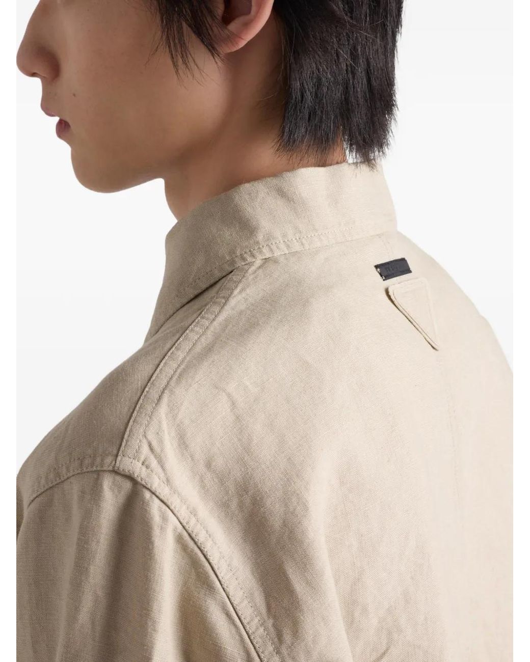 Prada Natural Single-Breasted Linen Jacket for men