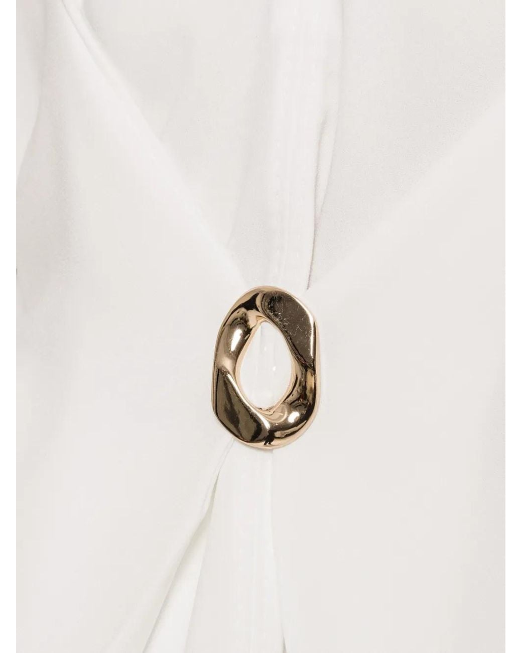 Nissa White V-Neck Crepe Top